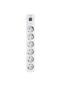 Фильтр-удлинитель PowerCom SP-06W 5.0M, 6 розеток, белый, 16А, 4кВт, 380Дж, защитные шторки, защита от КЗ, перегрузки, ВЧ и импульсных помех, кабель 3x1.5 мм2, ШхГхВ 338.5х50х40.2 мм, вес 0.82 кг./ Surge protector PowerCom SP-06W 5.0M, 6 sockets, white, 1