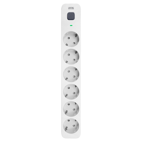 Фильтр-удлинитель PowerCom SP-06W 5.0M, 6 розеток, белый, 16А, 4кВт, 380Дж, защитные шторки, защита от КЗ, перегрузки, ВЧ и импульсных помех, кабель 3x1.5 мм2, ШхГхВ 338.5х50х40.2 мм, вес 0.82 кг./ Surge protector PowerCom SP-06W 5.0M, 6 sockets, white, 1