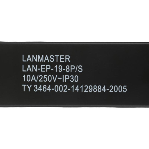 Блок распределения питания Lanmaster LAN-EP19-8P/S гор.размещ. 8xSchuko базовые 10A без вилки
