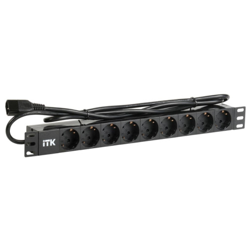 PDU 9 розеток DIN49440 (нем. cтанд.) 1U, шнур 2м вилка IEC 320 C14, профиль из ПВХ, черный PDU 9 розеток DIN49440 (нем. cтанд.) 1U, шнур 2м вилка IEC 320 C14, профиль из ПВХ, черный