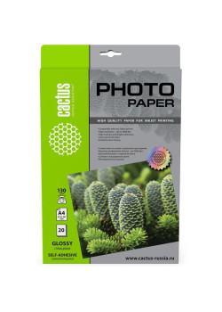 Фотобумага Cactus CS-GSA413020 A4/130г/м2/20л. глянцевое самоклей. для струйной печати
