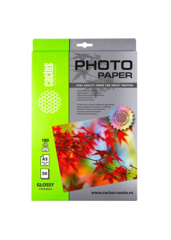 Фотобумага Cactus CS-GA518050 A5/180г/м2/50л./белый глянцевое для струйной печати