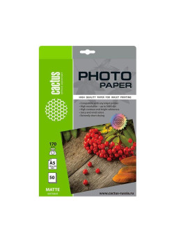Фотобумага Cactus CS-MA517050 A5/170г/м2/50л./белый матовое для струйной печати