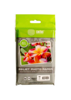 Фотобумага Cactus CS-GA618050ED A6/180г/м2/50л./белый глянцевое для струйной печати