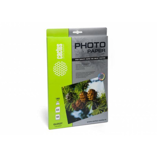 Фотобумага Cactus CS-GA318050 A3/180г/м2/50л./белый глянцевое для струйной печати