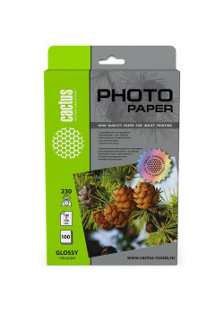 Фотобумага Cactus CS-GA6230100 10x15/230г/м2/100л./белый глянцевое для струйной печати