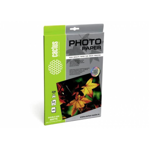 Фотобумага Cactus CS-MA422020DS A4/220г/м2/20л./белый матовое/матовое для струйной печати