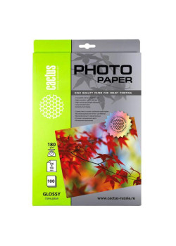 Фотобумага Cactus CS-GA6180100 10x15/180г/м2/100л./белый глянцевое для струйной печати