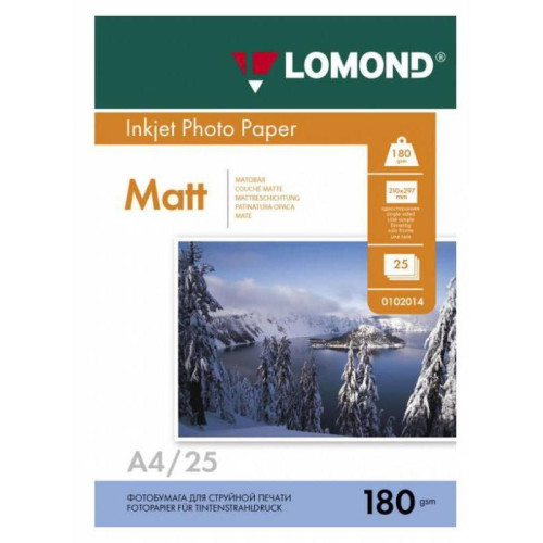 Фотобумага Lomond 0102037 A4/180г/м2/25л./белый матовое для струйной печати