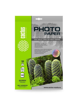 Фотобумага Cactus CS-GSA4130100 A4/130г/м2/100л. глянцевое самоклей. для струйной печати