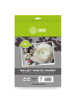 Фотобумага Cactus CS-GA4130100ED A4/130г/м2/100л./белый глянцевое для струйной печати