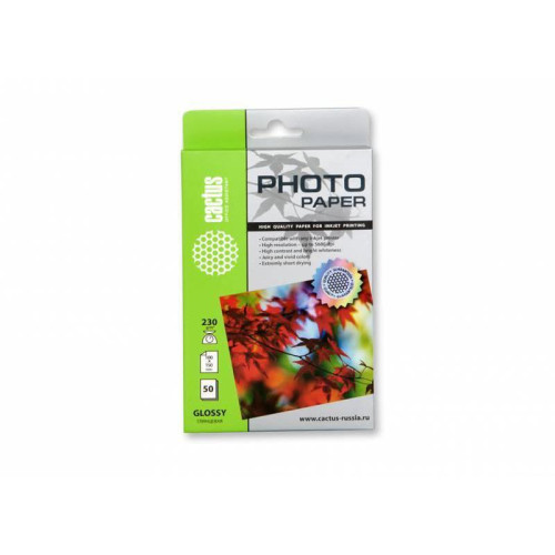 Фотобумага Cactus CS-GA623050 10x15/230г/м2/50л./белый глянцевое для струйной печати