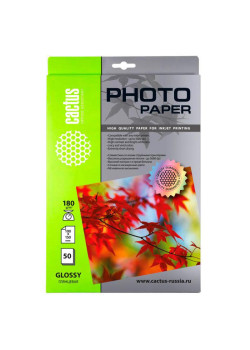 Фотобумага Cactus CS-GA618050 10x15/180г/м2/50л./белый глянцевое для струйной печати