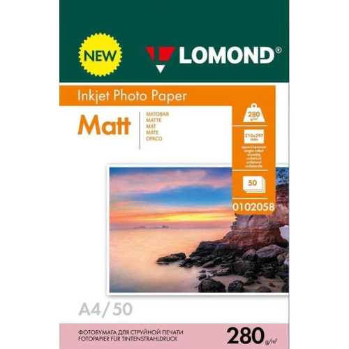 Фотобумага Lomond 0102058 A4/280г/м2/50л./белый матовое для струйной печати