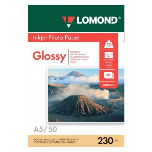 Фотобумага Lomond 0102070 A5/230г/м2/50л./белый глянцевое для струйной печати