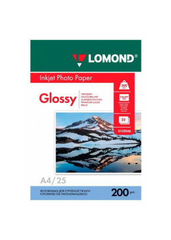 Фотобумага Lomond 0102046 A4/200г/м2/25л./белый глянцевое для струйной печати