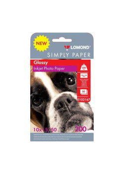 Бумага Lomond Simply 0102167 10x15/200г/м2/50л./белый CIE148% глянцевое для струйной печати