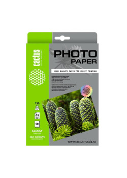 Фотобумага Cactus CS-GSA513050 A5/130г/м2/50л. глянцевое самоклей. для струйной печати