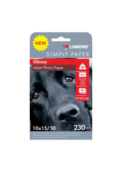 Бумага Lomond Simply 0102166 10x15/230г/м2/50л./белый CIE148% глянцевое для струйной печати