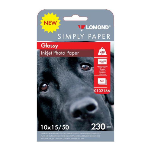 Бумага Lomond Simply 0102166 10x15/230г/м2/50л./белый CIE148% глянцевое для струйной печати