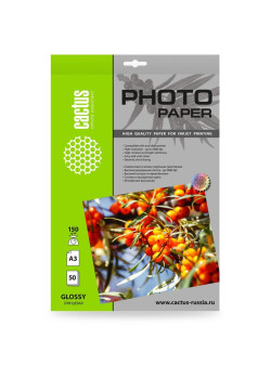 Фотобумага Cactus CS-GA315050 A3/150г/м2/50л./белый глянцевое для струйной печати