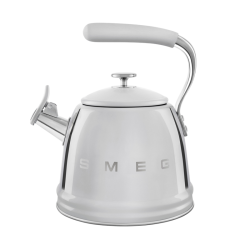 Чайник SMEG, стиль 50-х г.г., со свистком, 2.3 л, индикация уровня воды, цвет нержавеющая сталь