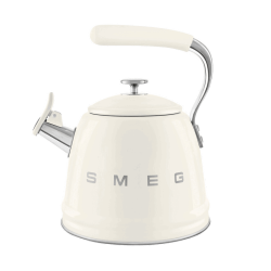 Чайник со свистком SMEG, стиль 50-х г.г., объем 2.3 л, нержавеющая сталь, диаметр нижней пластины 20 см, совместим с любой варочной поверхностью, цвет кремовый