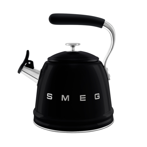 Чайник SMEG, стиль 50-х г.г., со свистком, 2.3 л, индикация уровня воды, цвет черный