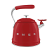 Чайник со свистком SMEG, стиль 50-х г.г., объем 2.3 л, нержавеющая сталь, диаметр нижней пластины 20 см, совместим с любой варочной поверхностью, цвет красный