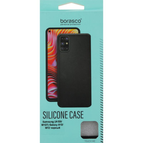 Чехол (клип-кейс) BoraSCO для Samsung Galaxy A12 Silicone Case черный (матовый) (39790)
