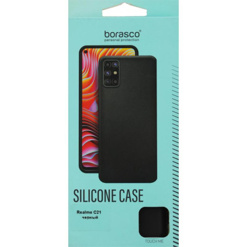 Чехол (клип-кейс) BoraSCO для Realme C21 Silicone Case черный (матовый) (40041)