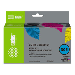 -/ Заправочный набор Cactus CS-RK-3YM60-61 №305 многоцветный 4x30мл для HP DeskJet 2710/2120/2721/2722