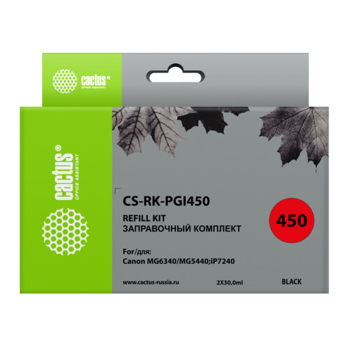 -/ Заправочный набор Cactus CS-RK-PGI450 черный 2x60мл для Canon MG6340/MG5440/iP7240