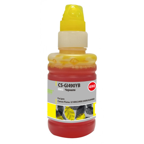 -/ Чернила Cactus CS-GI490YB GI-490 желтый 100мл для Canon Pixma G1400/G2400/G3400