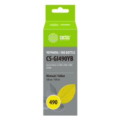 -/ Чернила Cactus CS-GI490YB GI-490 желтый 100мл для Canon Pixma G1400/G2400/G3400
