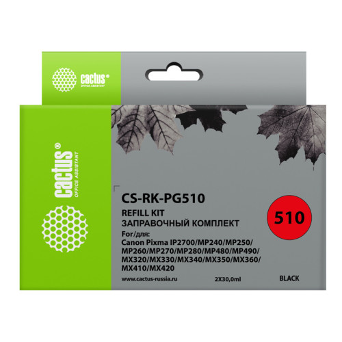 -/ Заправочный набор Cactus CS-RK-PG510 черный 2x30мл для Canon MP240/ MP250/MP260