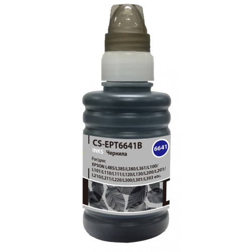 -/ Чернила Cactus CS-EPT6641B T6641 черный 100мл для Epson L100/L110/L120/L132/L200/L210/L222/L300/L312