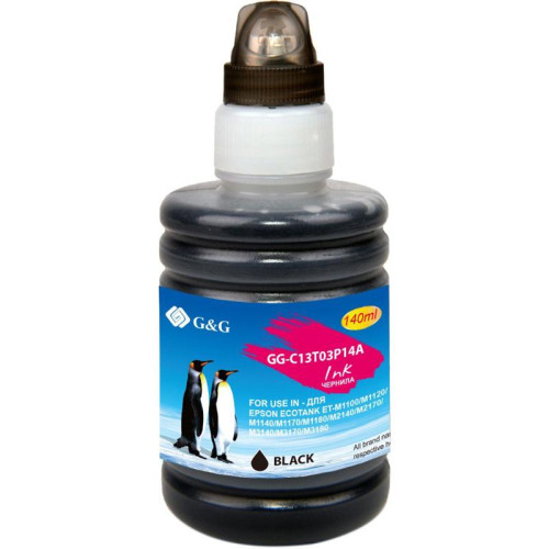 Чернила G&G GG-C13T03P14A 110BK черный пигментный, 140 мл, для Epson M1100/M1120/M1140/M1170/M1180