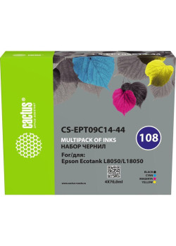 Чернила Cactus CS-EPT09C14-44 108 многоцветный набор 4x70мл для Epson Ecotank L8050/L18050