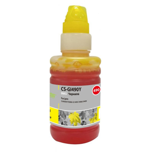 Чернила Cactus GI-490 желтый, 100 мл, для Canon Pixma G1400/G2400/G3400 (CS-GI490Y)