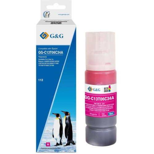 Чернила G&G GG-C13T06C34A №112 пурпурный, 70 мл, для Epson L6550/6570/11160/15150/15160
