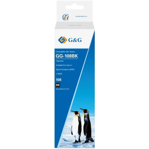 Чернила G&G GG-108BK C13T09C14A черный70мл для Epson Ecotank L8050/L18050