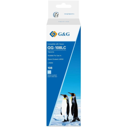 Чернила G&G GG-108LC C13T09C54A светло-голубой70мл для Epson Ecotank L8050/L18050