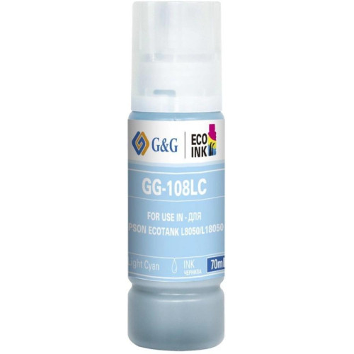 Чернила G&G GG-108LC C13T09C54A светло-голубой70мл для Epson Ecotank L8050/L18050