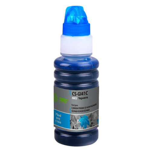 -/ Чернила Cactus CS-GI41C GI-41 C голубой 70мл для Canon PIXMA G1420/G2420/G2460/G3420/G3460