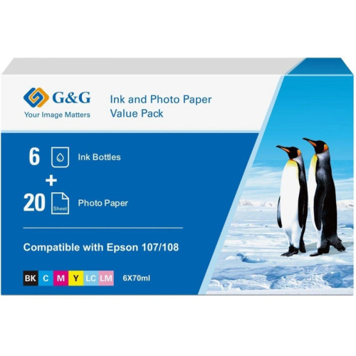 Чернила G&G GG-108-260g-4X6-20 набор 6x70мл для Epson Ecotank L8050/L18050