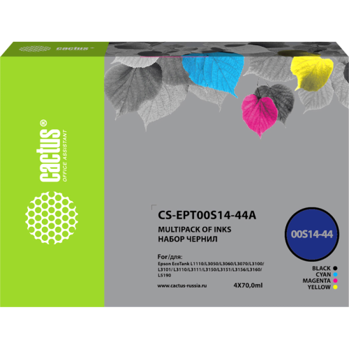 -/ Чернила Cactus CS-EPT00S14-44A 103 многоцветный набор 4x70мл для Epson L1110 Ecotank/L3100/L3101/L31