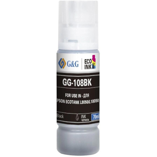 Чернила G&G GG-108BK C13T09C14A черный70мл для Epson Ecotank L8050/L18050