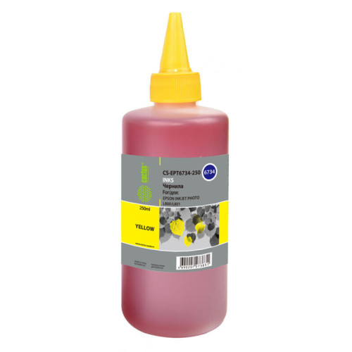 -/ Чернила Cactus CS-EPT6734-250 T6734 желтый 250мл для Epson L800/L810/L850/L1800