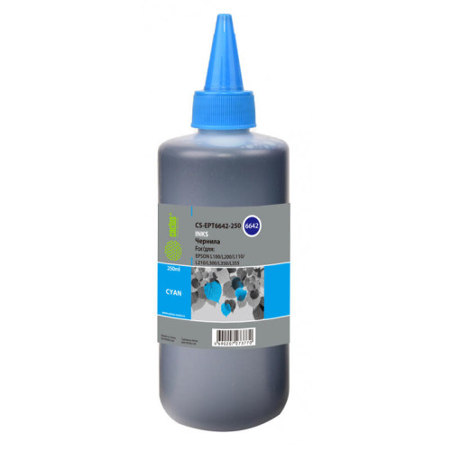 -/ Чернила Cactus CS-EPT6642-250 T6642 голубой 250мл для Epson L100/L110/L120/L132/L200/L210/L222/L300/